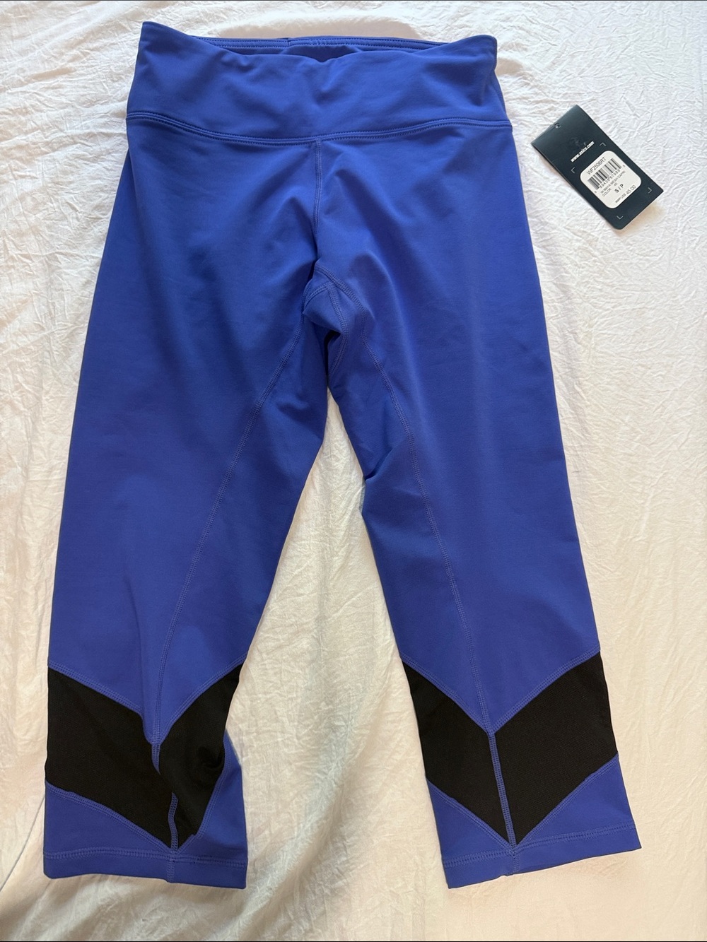 Asics Cobalt Blue Cropped Leggings with Black Chevron Panels